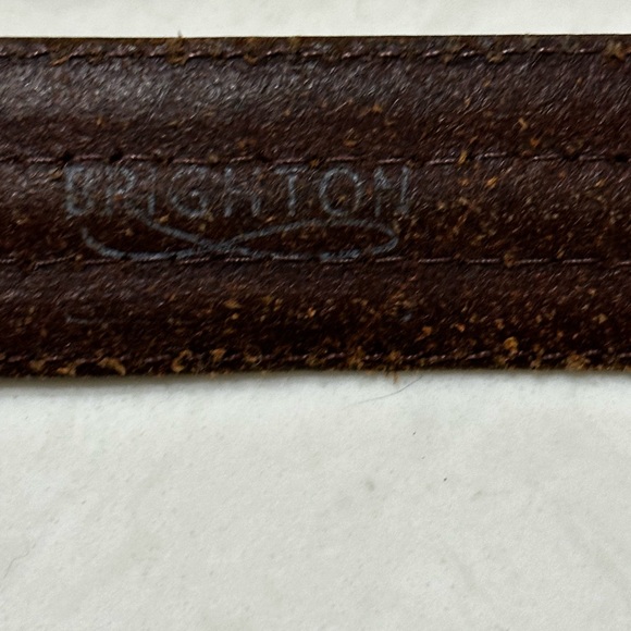 Brighton Belt Brown Leather with Inlay Men 36 Brass Tone Buckle P2707 - Picture 3 of 10